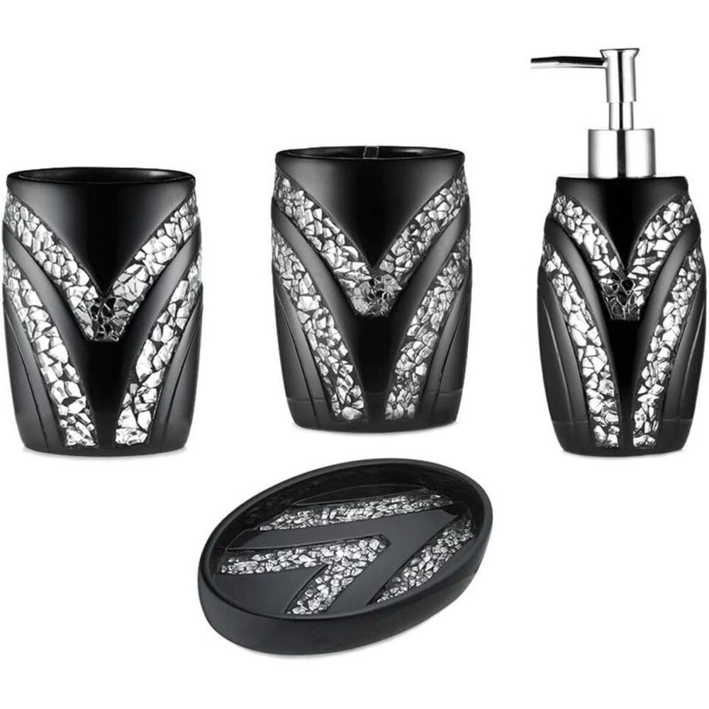 Popular Bath Sinatra Bath Set, 4PC, Black